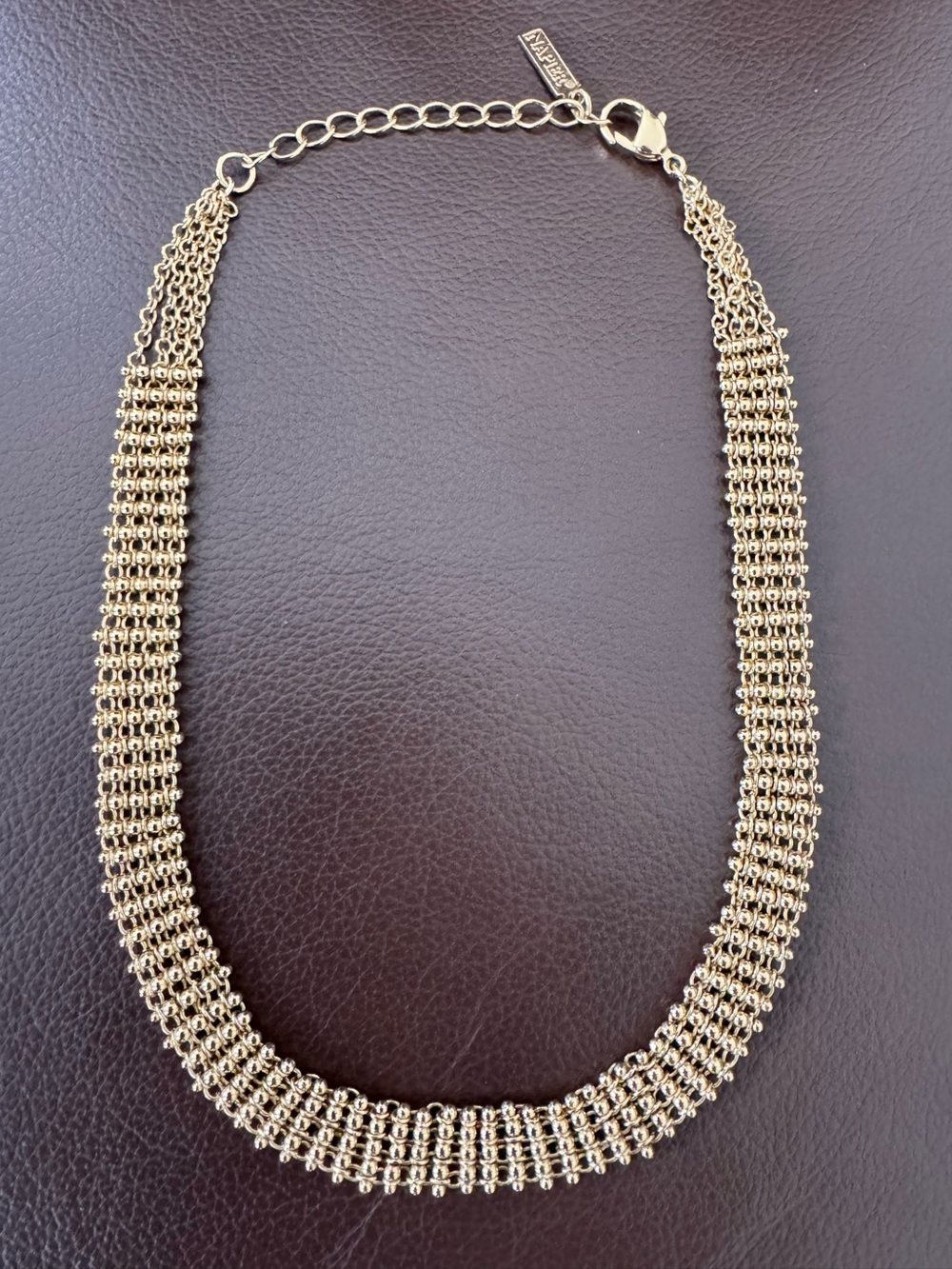 Vintage 1980s Napier Gold Plated Multi-Row Collar/Choker Necklace 12”-14”